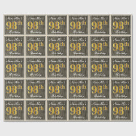 Elegant, Imitate Holz, Imitate Gold 98. Geburtstag Geschenkpapier
