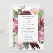 Elegant in Berry and Burgundy Pink Floral Wedding Einladung (Vorderseite)