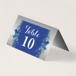 Elegant in Blau und Silber geklappte Karte