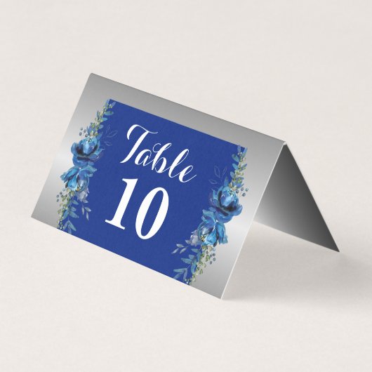 Elegant in Blau und Silber geklappte Karte (Vorderseite)