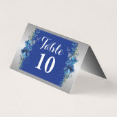 Elegant in Blau und Silber geklappte Karte (Rückseite)