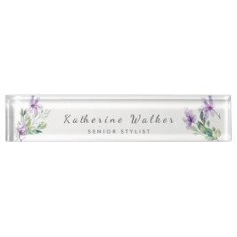 Elegant in Bloom" Personalisierter Acrylschreibtis Namensplakette