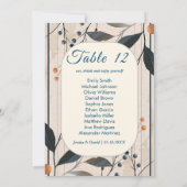 Elegant in Blue & Gold Moderne Sitzkarte Einladung (Rückseite)