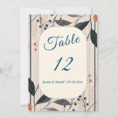 Elegant in Blue & Gold Moderne Tischnummer Card (Rückseite)