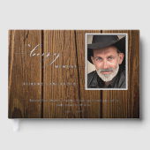 Elegant in der Liebe Erinnerung Rustikales Holz Fo Gästebuch (Vorderseite)