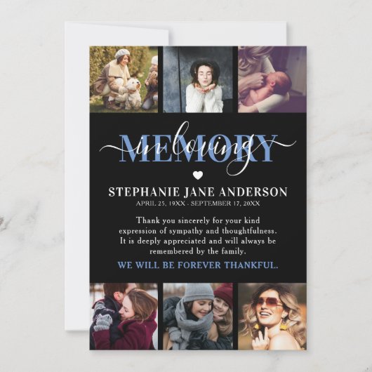Elegant in der Liebe Erinnerungsfoto Collage Halte Dankeskarte (Vorderseite)