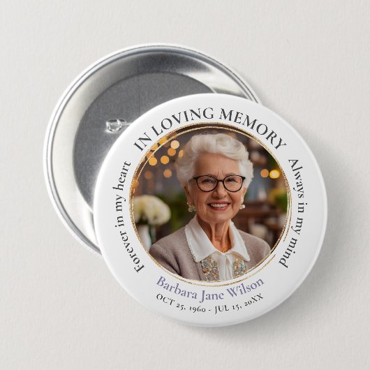 Elegant in der Liebe zum Gedächtnis Beerdigung Bew Button (Vorne & Hinten)