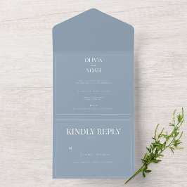 Elegant in einem Dusty Blue Wedding Einladung