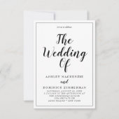 Elegant in einer Hochzeit Schwarzes Skript begrenz Einladung (Vorderseite)