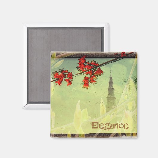 Elegant in hellgrün und rot magnet (Vorderseite/Rückseite)