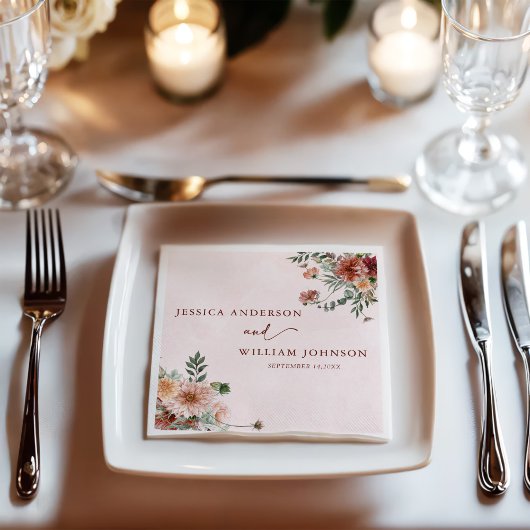 Elegant in Herbst Rosa Töne Hochzeit Party Serviette