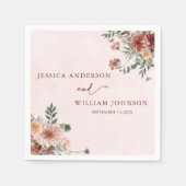 Elegant in Herbst Rosa Töne Hochzeit Party Serviette (Vorderseite)