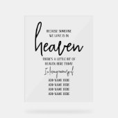 Elegant in Love Memory Einfache Hochzeit Acrylschild (Vorderseite)