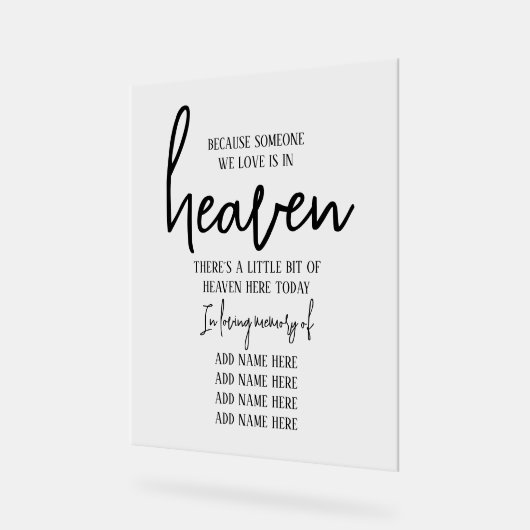 Elegant in Love Memory Einfache Hochzeit Acrylschild (Winkel)