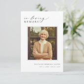 Elegant in Love Memory Foto Beerdigung Gebetskarte (Stehend Vorderseite)