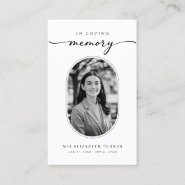 Elegant in Love Memory Foto Beerdigung Gebetskarte Visitenkarte