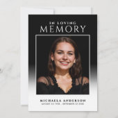 Elegant in Love Memory Foto Beerdigung/Memorial Einladung (Rückseite)