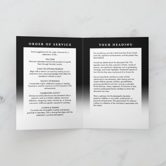 Elegant in Love Memory Foto Beerdigung/Memorial Programm (Innenseite)