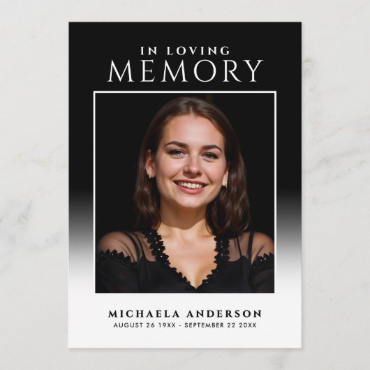 Elegant in Love Memory Foto Beerdigung/Memorial Programm (Vorderseite)