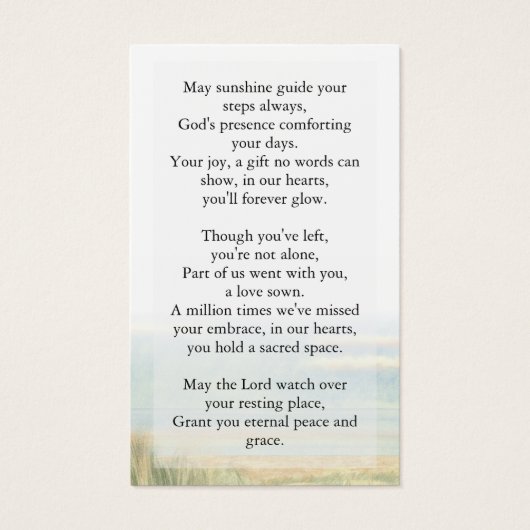 Elegant in Love Memory Funeral Gedenkgebet (Rückseite)