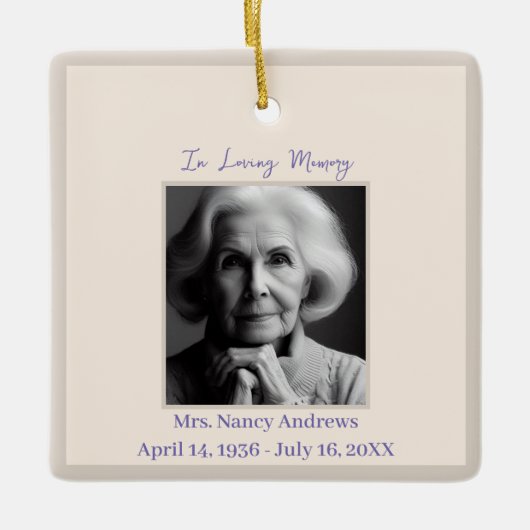 Elegant in Love Memory Funeral Memorial Keramikornament (Vorderseite)