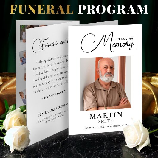 Elegant in Love Memory Obituary Foto Beerdigung Programm