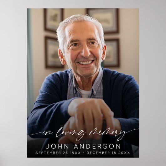 Elegant in Love Memory Script Foto Beerdigung Poster (Vorne)