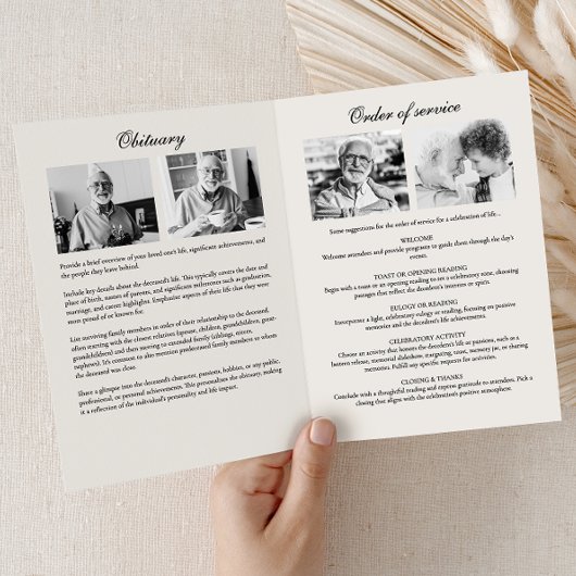 Elegant In Loving Memory 7-Photo Memorial Programm