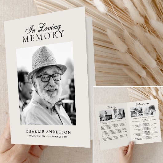 Elegant In Loving Memory 7-Photo Memorial Programm