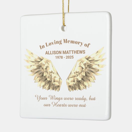 Elegant in Loving Memory Gold Wings Memorial Keramikornament (Links)