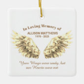 Elegant in Loving Memory Gold Wings Memorial Keramikornament (Vorderseite)