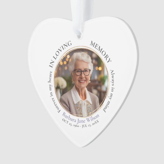 Elegant In Loving Memory Memorial Funeral Keepsake Ornament (Vorderseite)