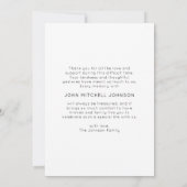 Elegant In Loving Memory Script Photo Funeral  Dankeskarte (Rückseite)