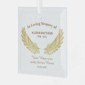 Elegant in Loving Memory Wings Memorial Ornament Aus Glas (Vorderseite links)