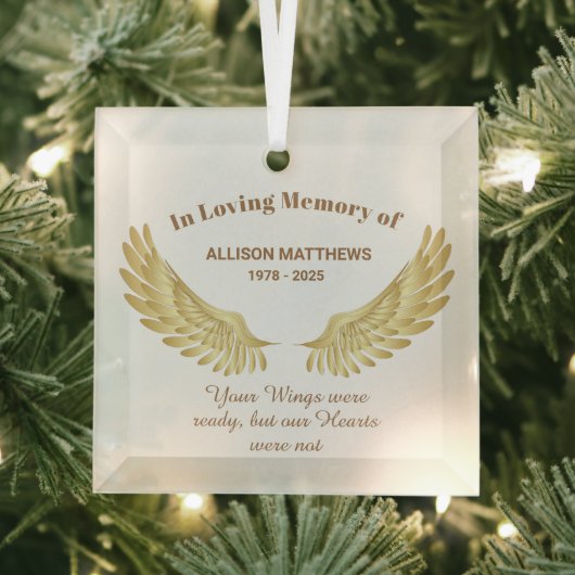 Elegant in Loving Memory Wings Memorial Ornament Aus Glas (Insitu)