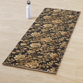 Elegant in Motion: Schwarz & Gold Barock Blumen Yogamatte