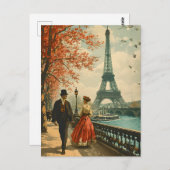 Elegant in Paris: Vintage Postkarte (Vorne/Hinten)