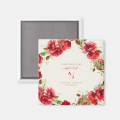 Elegant in Red Cream Wedding Rettete unser Datum Magnet (Vorderseite/Rückseite)