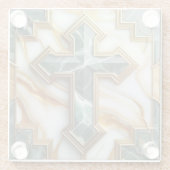 Elegant in Stone Golden Gerahmt Marmorkreuz Glasuntersetzer (Rückseite)