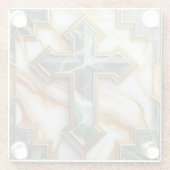 Elegant in Stone Golden Gerahmt Marmorkreuz Glasuntersetzer (Rückseite)