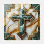 Elegant in Stone Golden Gerahmt Marmorkreuz Ornament Aus Metall (Rückseite)