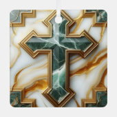Elegant in Stone Golden Gerahmt Marmorkreuz Ornament Aus Metall (Vorderseite)