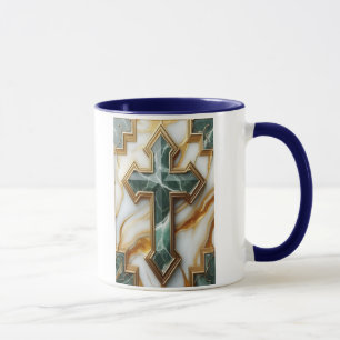 Elegant in Stone Golden Gerahmt Marmorkreuz Tasse