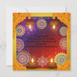 Elegant Indian Diwali Rangoli Flat Card Feiertagskarte