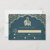 Elegant Indian Ganesha Wedding RSVP Card Gold (Vorderseite)
