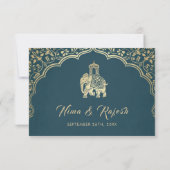 Elegant Indian Ganesha Wedding RSVP Card Gold (Rückseite)