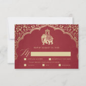 Elegant Indian Ganesha Wedding RSVP Card Gold (Vorderseite)