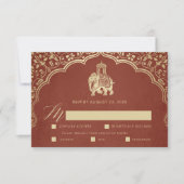 Elegant Indian Ganesha Wedding RSVP Card Gold (Vorderseite)