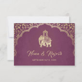 Elegant Indian Ganesha Wedding RSVP Card Gold (Rückseite)