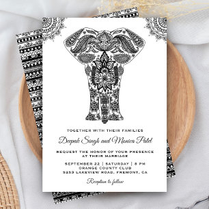 Elegant Indian Henna Elephant Wedding Einladung